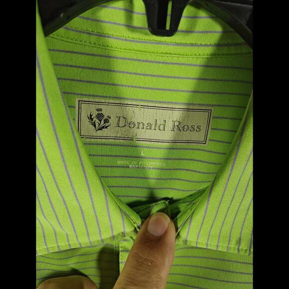Donald Ross Golf Polo Men's Size Large Green Striped Shirt H.G.C. 1899 Club - Picture 5 of 6